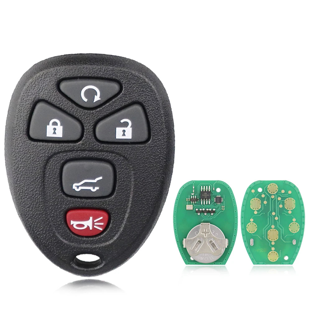 Black replacement remote key fob with buttons and circuit board components