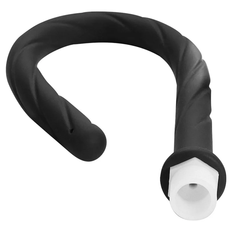 Black silicone handheld bidet sprayer with a white nozzle