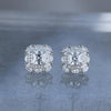 Square Moissanite Stud Earrings in Rhodium-Plated Silver