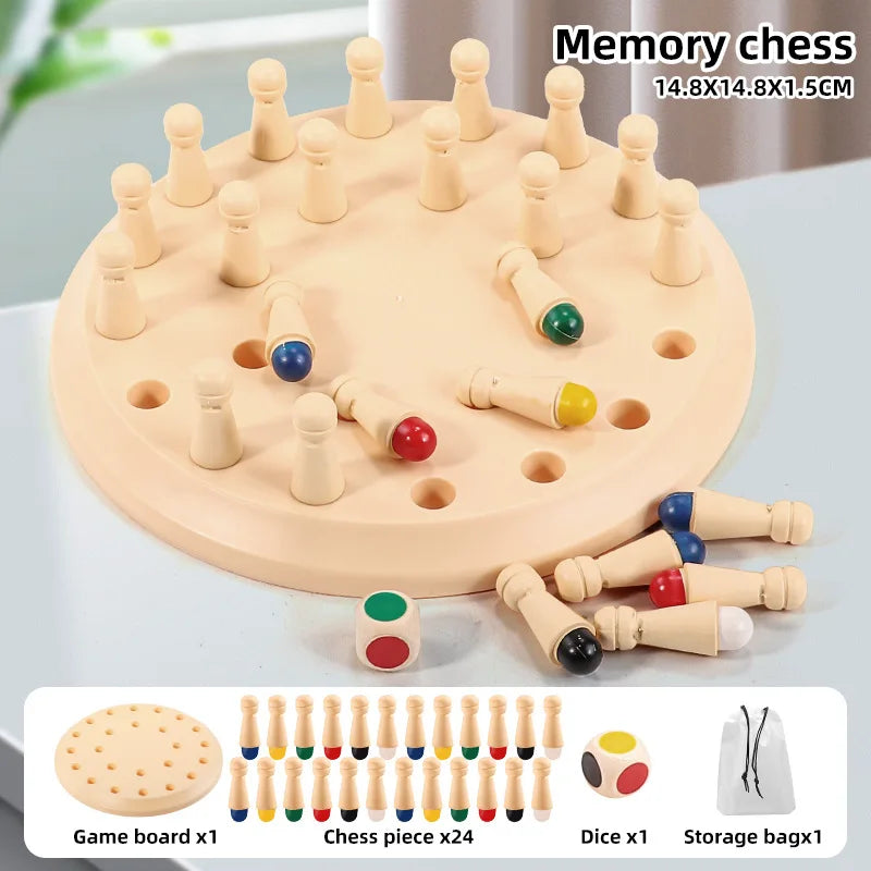 Wooden Memory Match Stick Chess Game – Montessori Color Matching Board Game