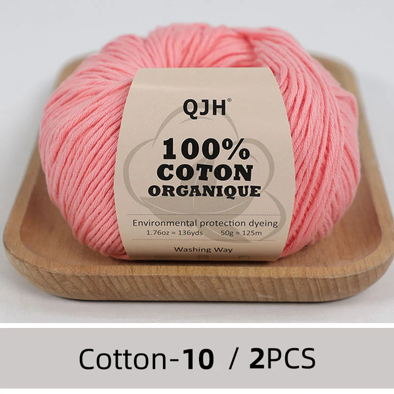 100% Organic Cotton Yarn for Knitting and Crocheting (2-Pack)