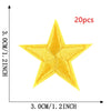 20-Piece Star Embroidery Patches with Iron-On Adhesive