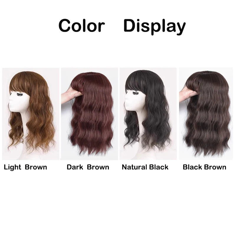 14-Inch Wavy Clip-In Hair Topper with Bangs