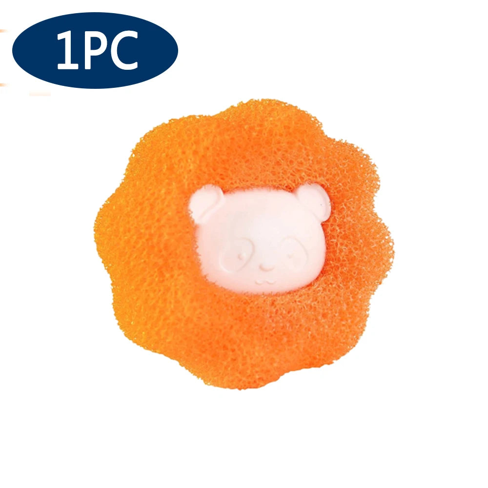 One reusable laundry ball with a white bear face inside an orange textured exterior
