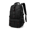 Black travel backpack featuring a shoe compartment and laptop sleeve.