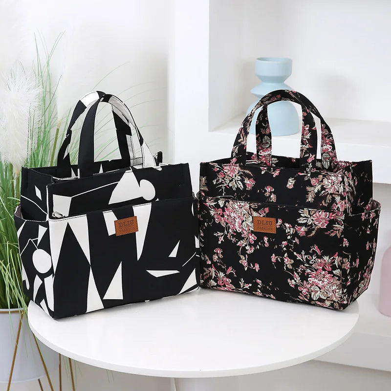 Large Capacity Canvas Tote Bag with Zipper Closure