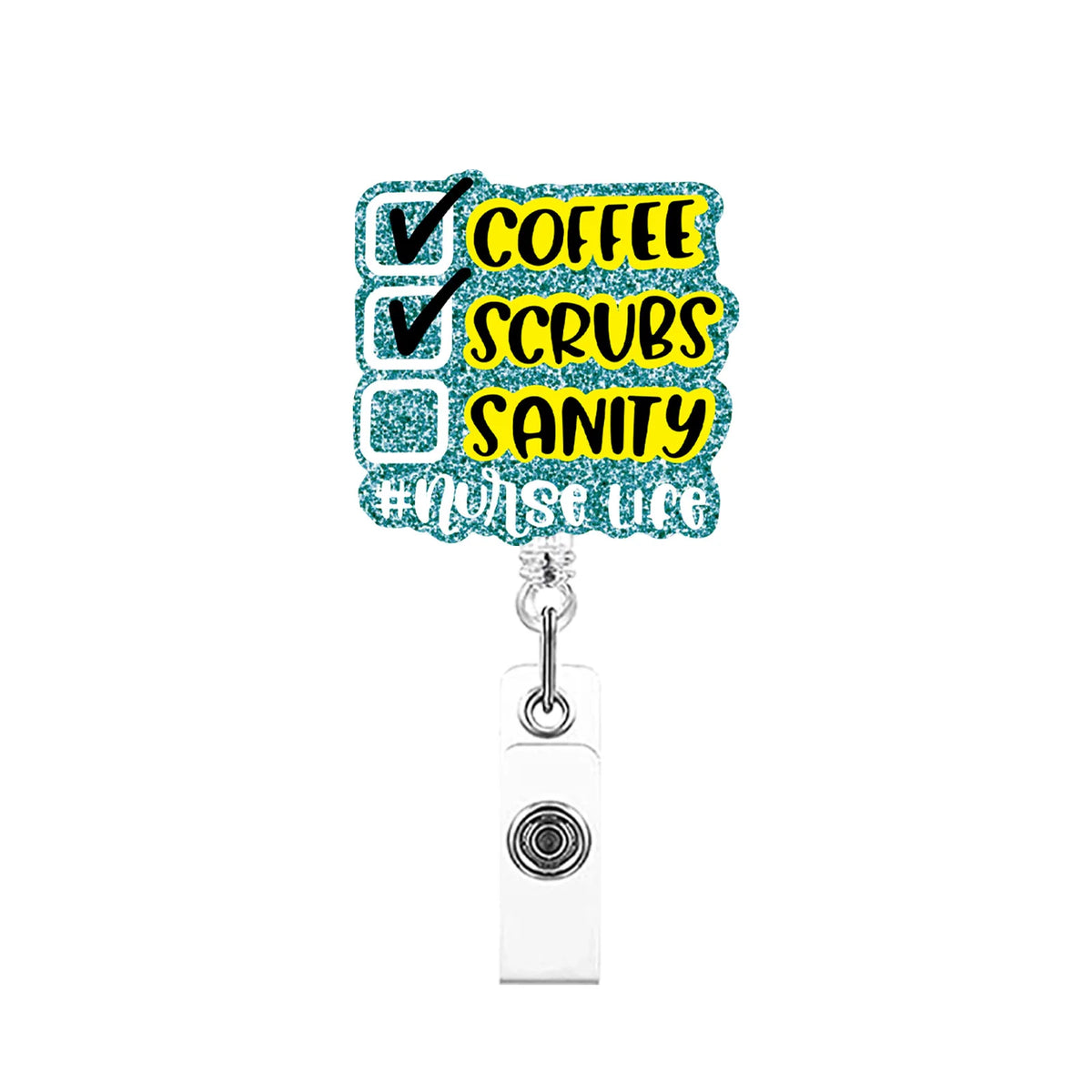 Sparkling Acrylic Retractable Badge Reel with Clip