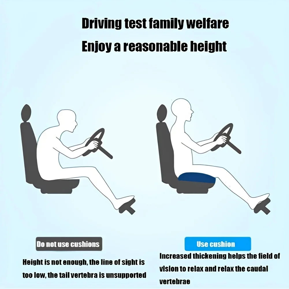 Memory Foam Seat Cushion - Ergonomic Comfort & Washable Cover