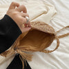 Handwoven Straw Semicircle Crossbody Bag with Tassel