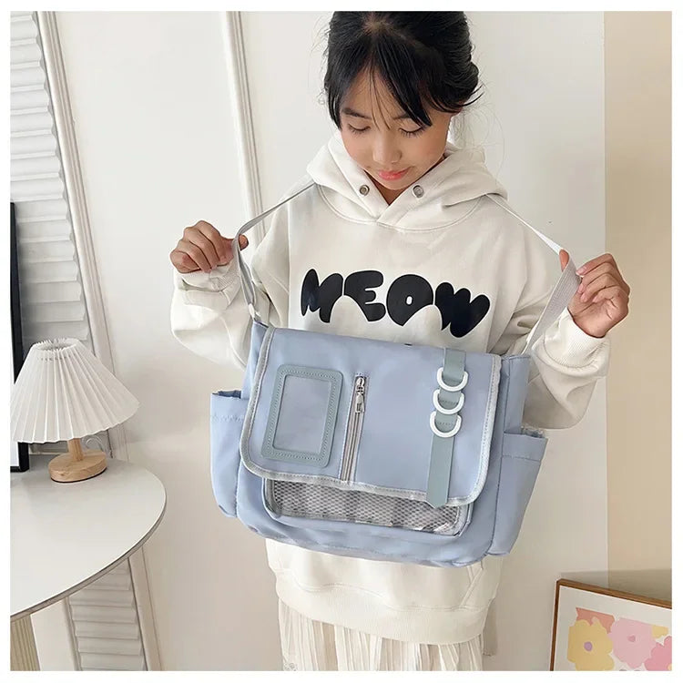 Y2K Transparent Ita Bag with DIY Badge Display Panel