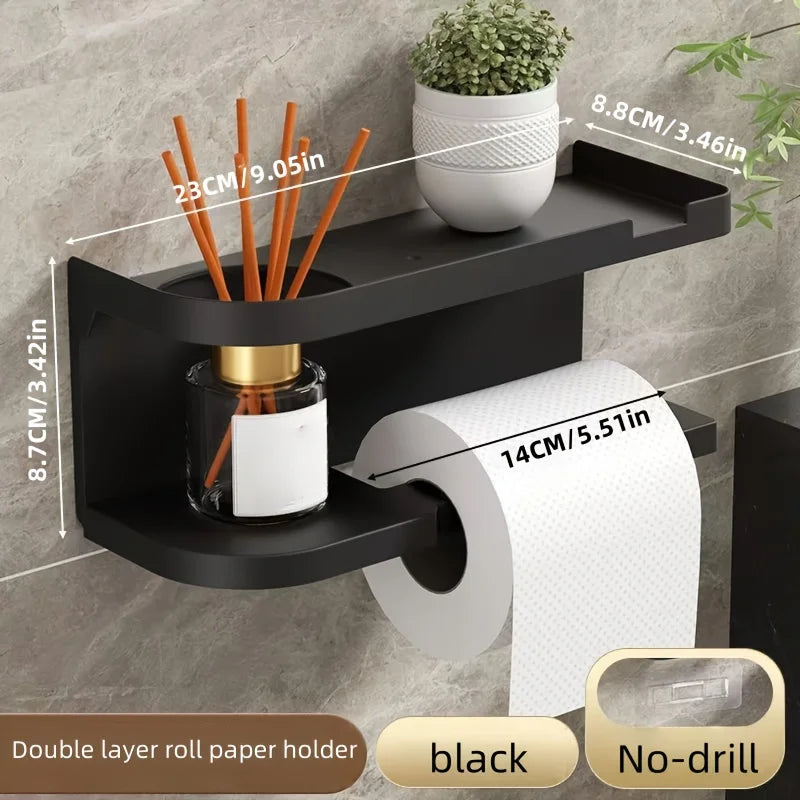 Porte-rouleau de papier toilette mural moderne avec étagère de rangement