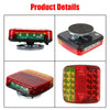 A set of red LED trailer tail lights, including a main unit and a separate light assembly with a magnetic base.