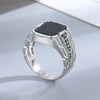 Vintage Sterling Silver Ring with Natural Black Agate Stone