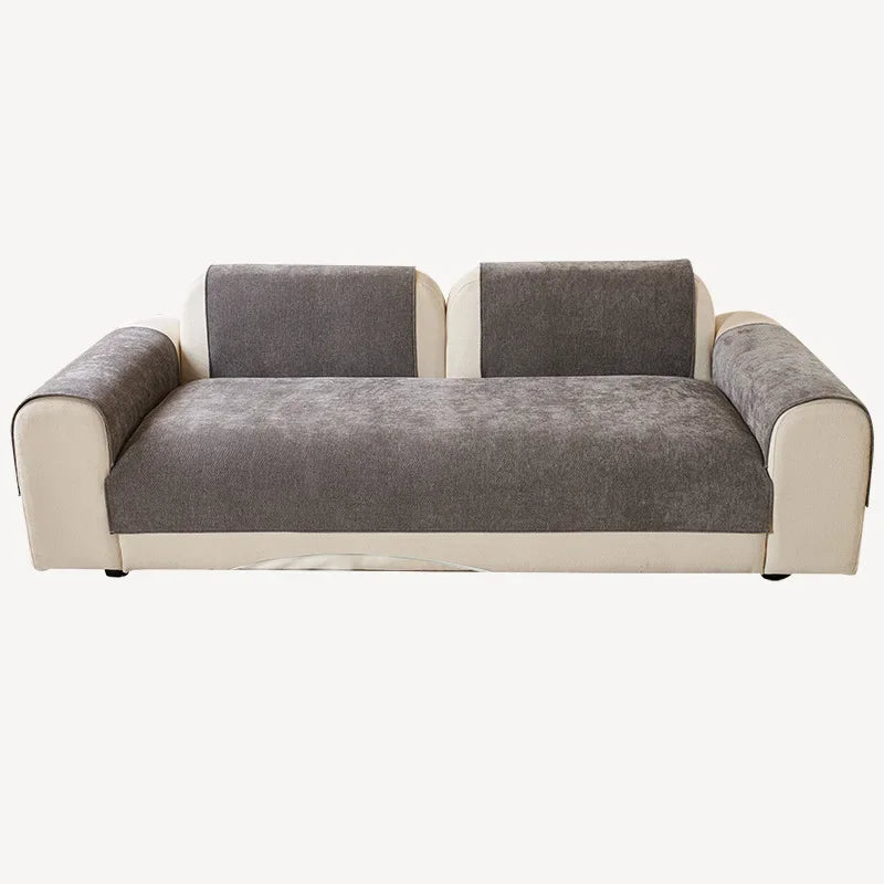 Plush Waterproof Chenille Sofa Cover with Non-Slip Backing
