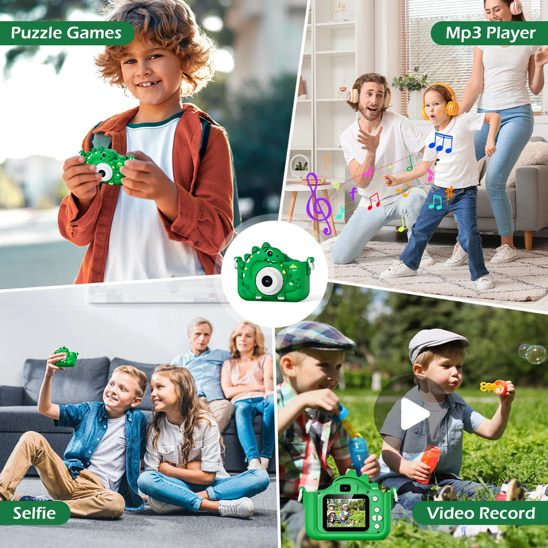 Kids Digital Camera – 1080p Dinosaur Theme with 32GB Card Included