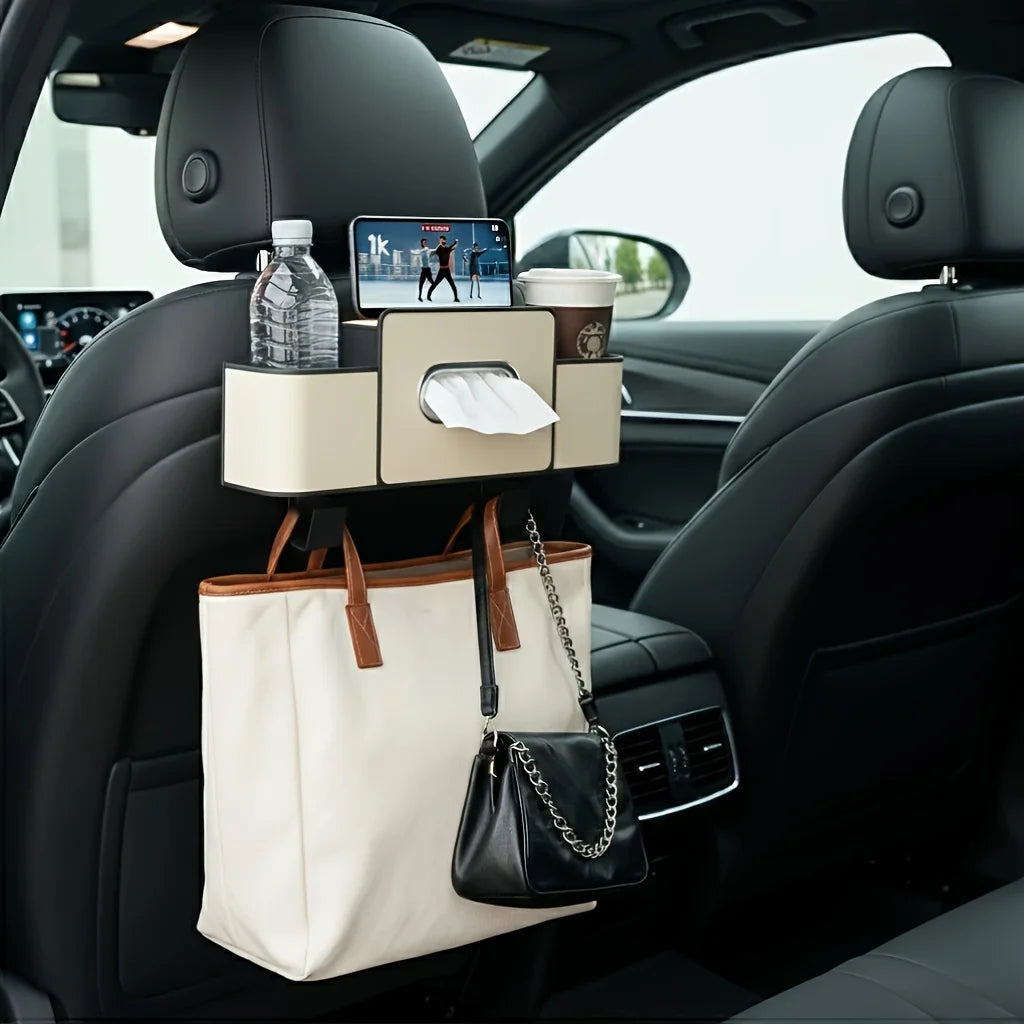 Multifunctional Car Seat Back Organizer with Phone and Cup Holders