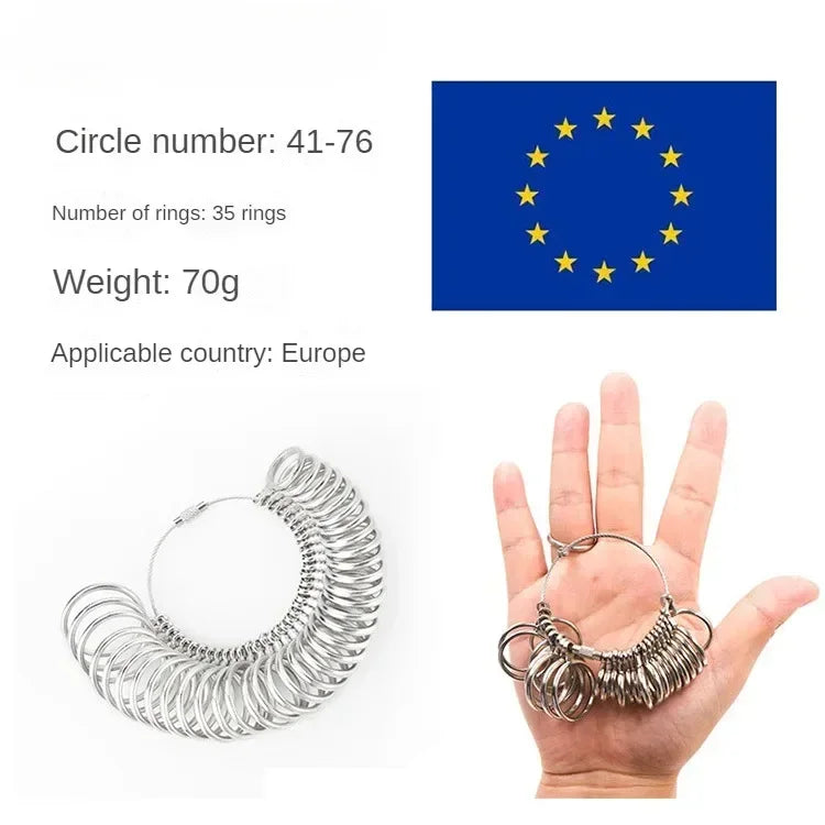 Stainless Steel Ring Sizer Gauge for Accurate Finger Measurement