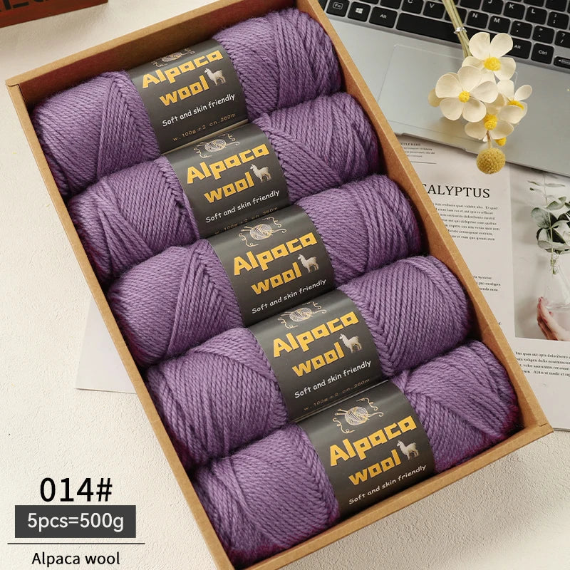 Chunky Alpaca Wool Knitting Yarn – 500g Multi-Color Set for Cozy Winter Projects