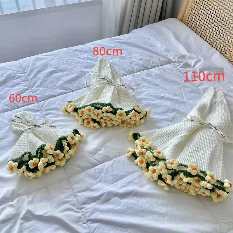 Hand Knitted Rose Bouquet Throw Blanket