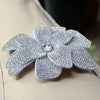 Silver crystal rhinestone flower sew-on patch for clothing