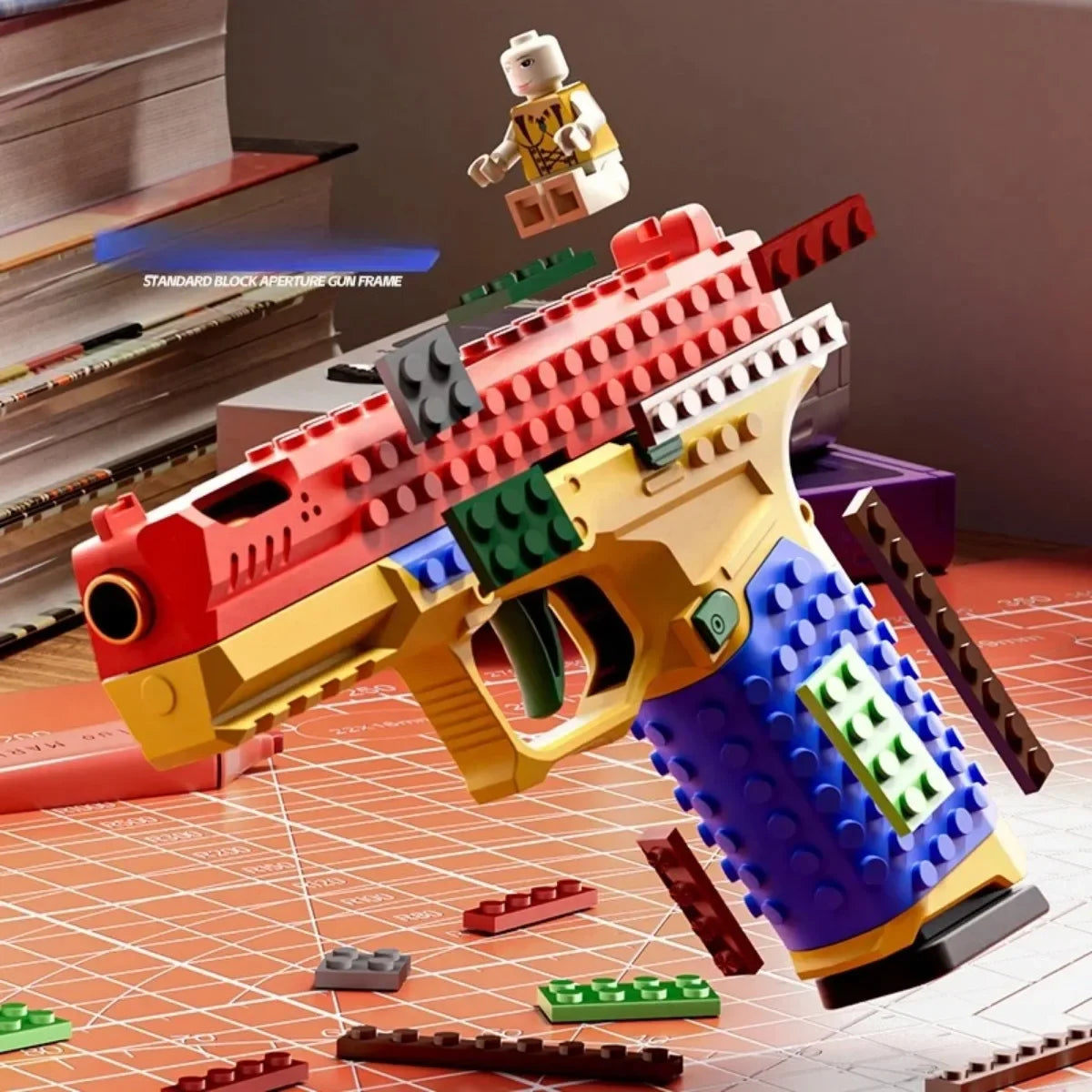 Continuous Fire Building Block Pistol with Ejecting Shells