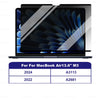 A graphic showing compatibility years and model numbers for a Magnetic Privacy Screen Protector for MacBook Air 13.6" M3