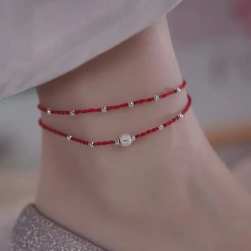 Handwoven Crystal Anklet with Natural Stone Charms