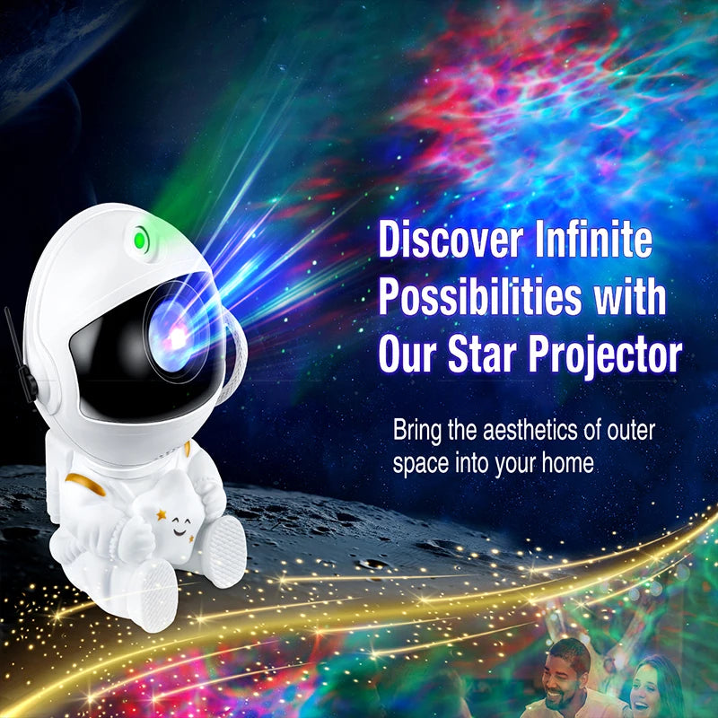 White Astronaut Star Projector Night Light