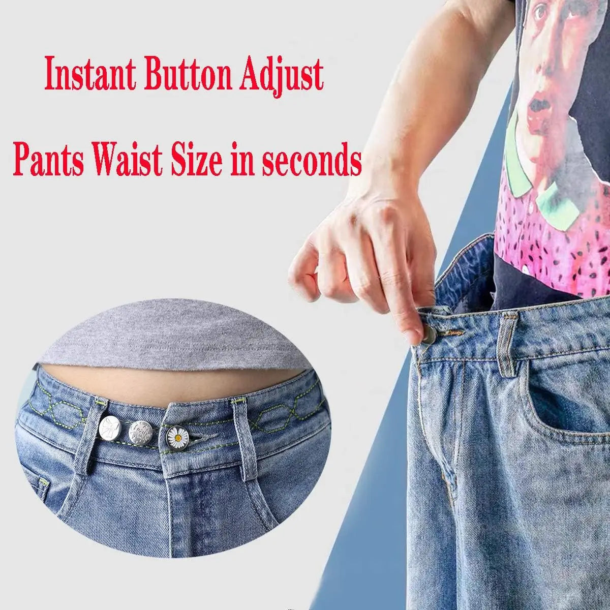 No-Sew Adjustable Jeans Button Pins for Waist Tightening and Decoration