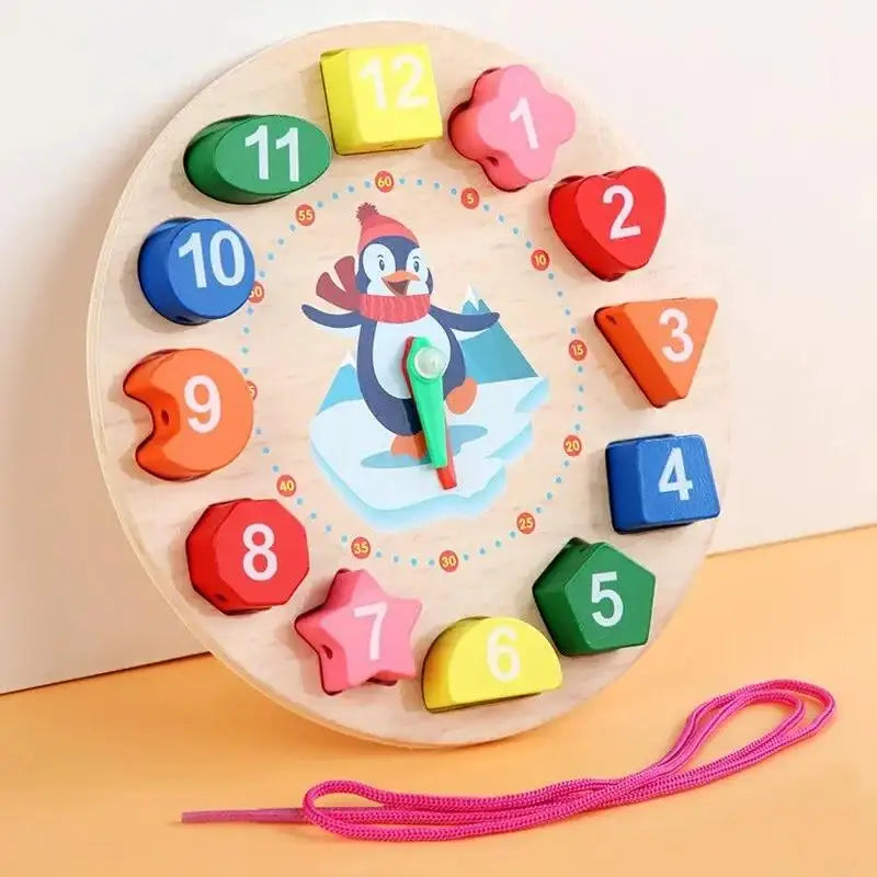 Wooden Shape & Number Sorting Clock Puzzle for Early Learning