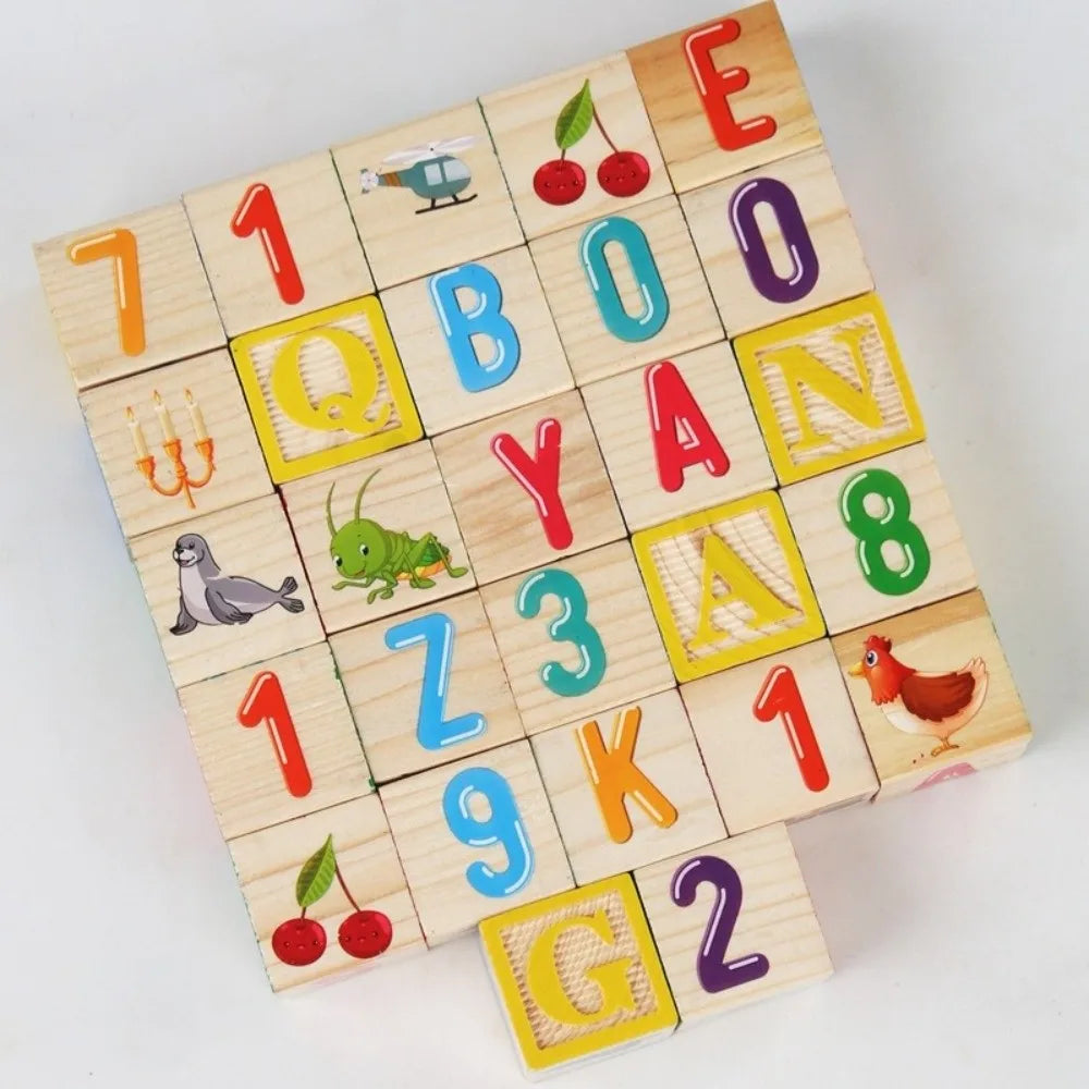 Wooden Alphabet Stacking Blocks Learning Toy
