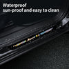 Close-up of a black car door sill with colorful decorative strips installed, highlighting its waterproof and sun-proof featur