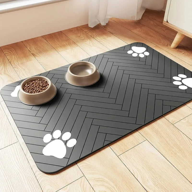 Absorbent Pet Feeding Mat with Anti-Slip Rubber Backing