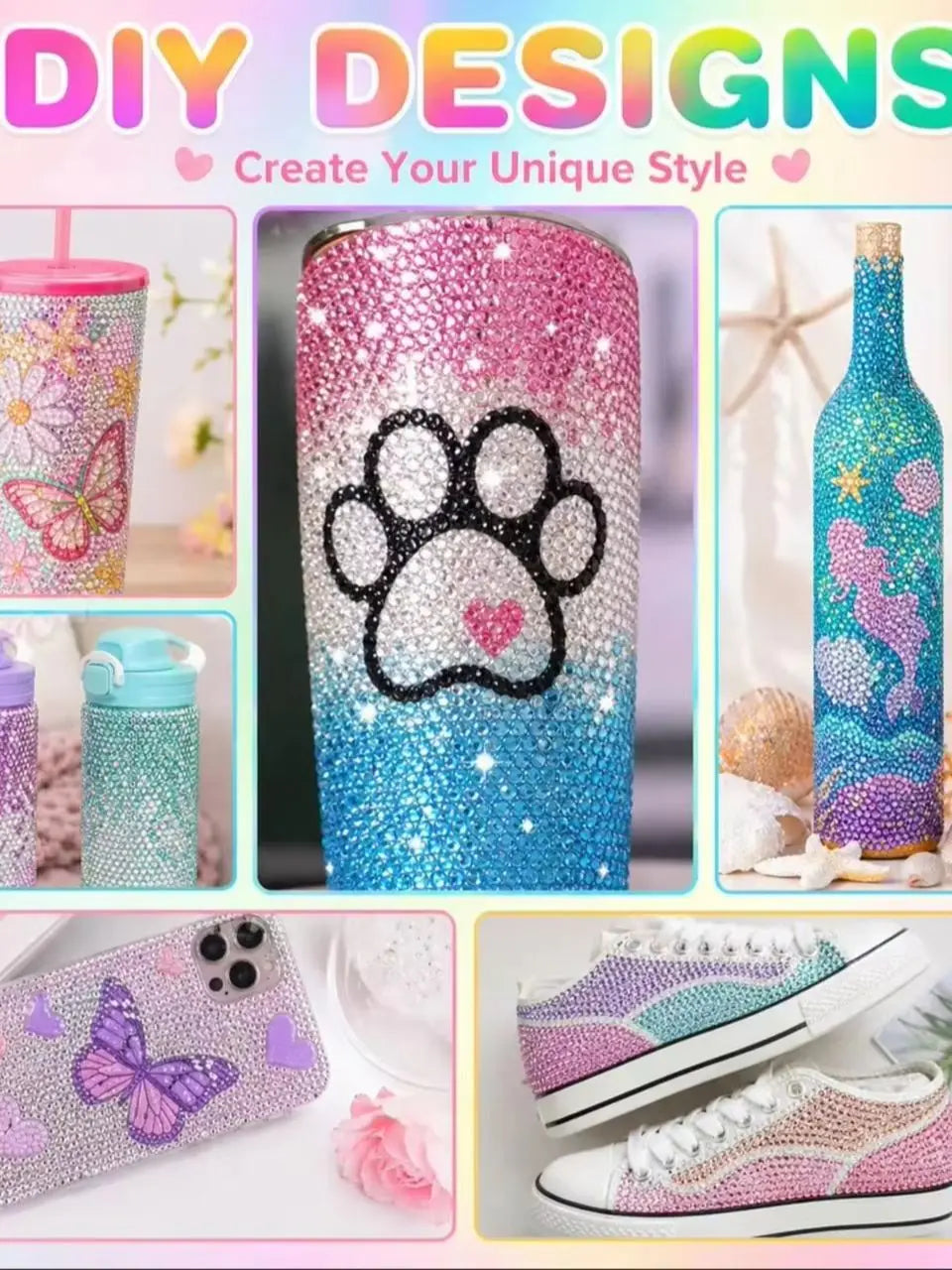 40-Color Flatback Resin Rhinestone Kit for Crafts