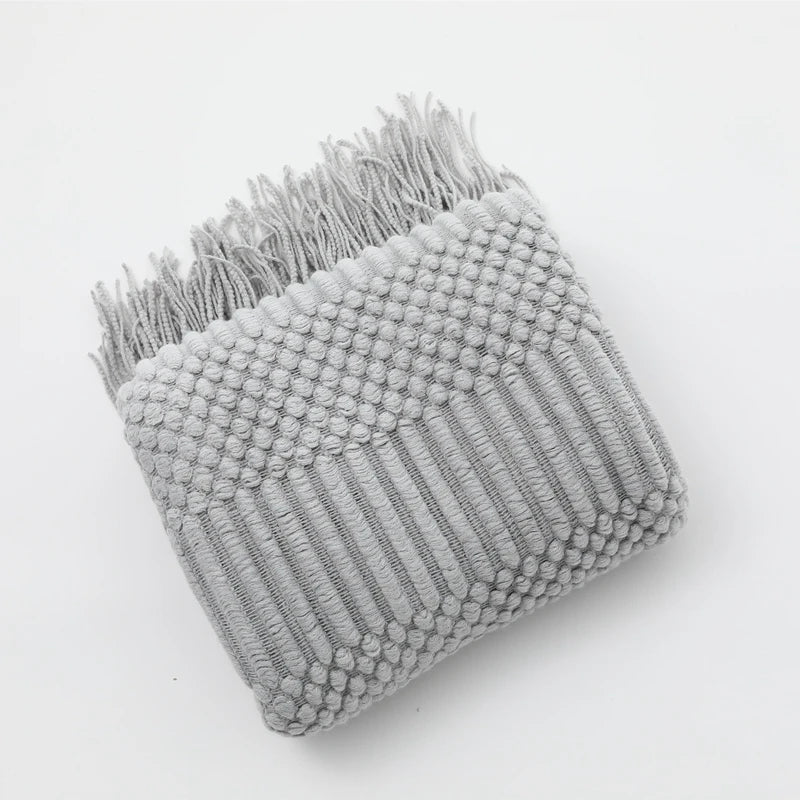 Oversized Chunky Knit Throw Blanket with Tassels
