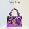 Sequin Floral Evening Clutch with Chain