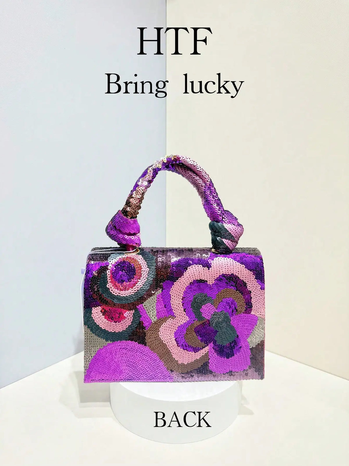 Sequin Floral Evening Clutch with Chain