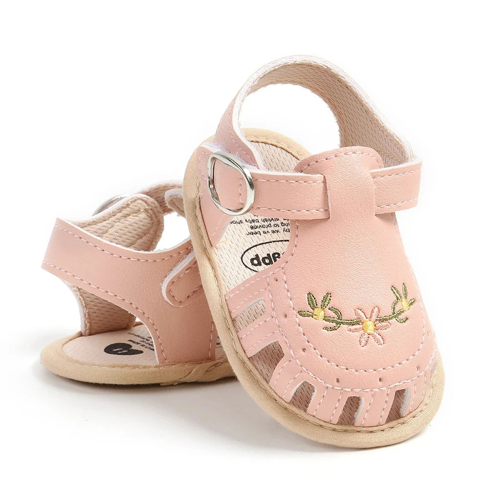 Embroidered Floral Baby Girl Sandals – Soft Sole, Lightweight & Breathable