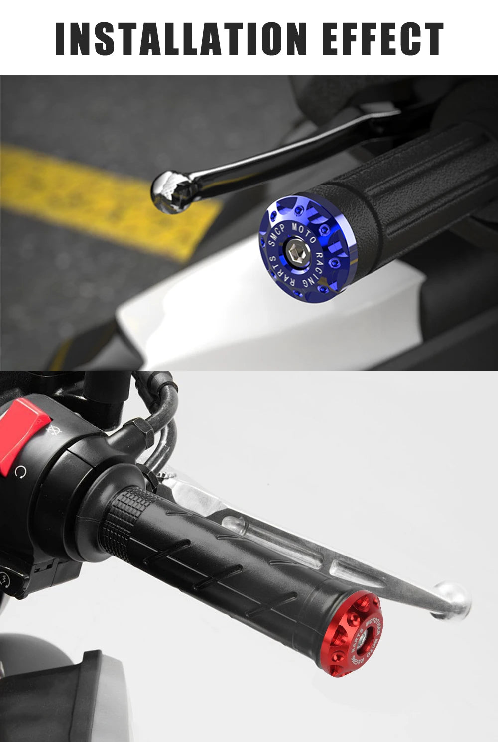 CNC Aluminum Motorcycle Handlebar End Plugs with Rubber Grip