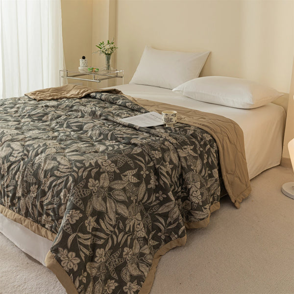 Vintage Floral Quilted Throw Blanket