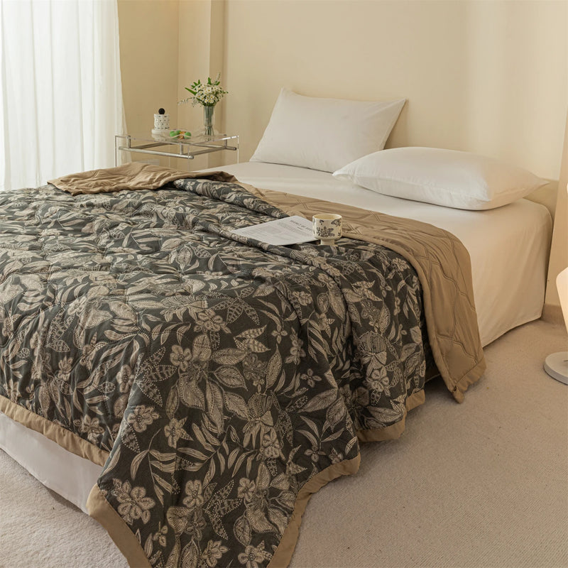 Vintage Floral Quilted Throw Blanket