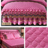 Crystal Velvet Gold Lace Bed Skirt with Anti-Slip Base
