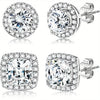 Silver-Tone Cubic Zirconia Stud Earrings