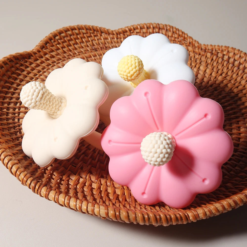 Flower-Shaped Silicone Baby Teether with Easy-Grasp Handle