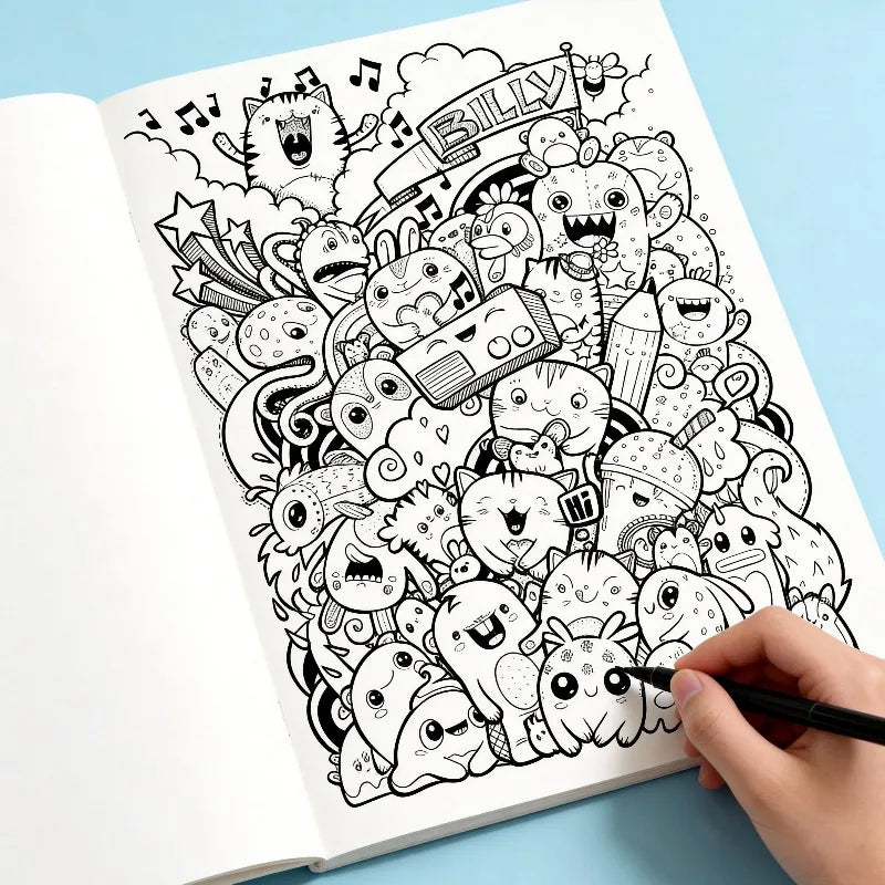 Adult Decompression Graffiti Coloring Book with 22 Unique Patterns