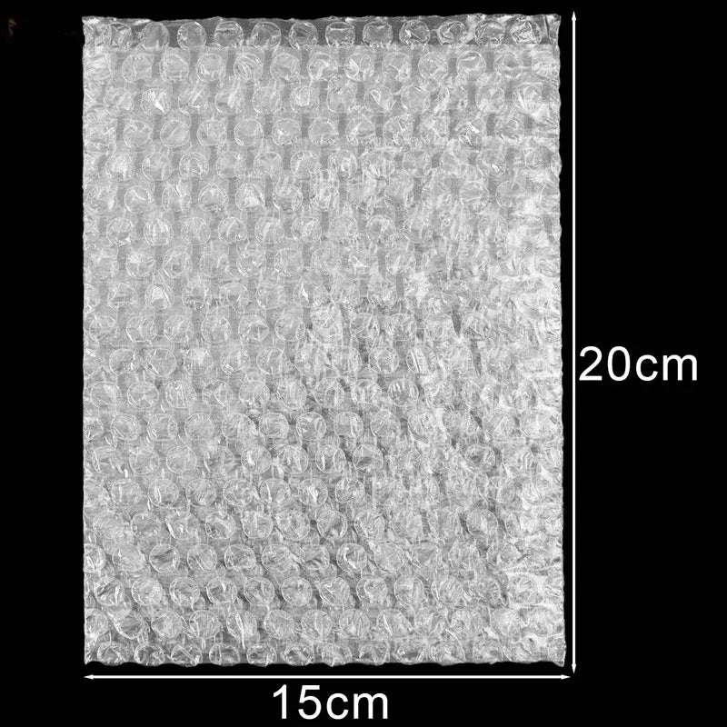 A sheet of clear bubble mailers showing a textured surface with cushioned protection.
