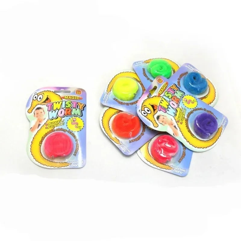 A set of magic slime toys featuring colorful, squishy caterpillar shapes in various colors.