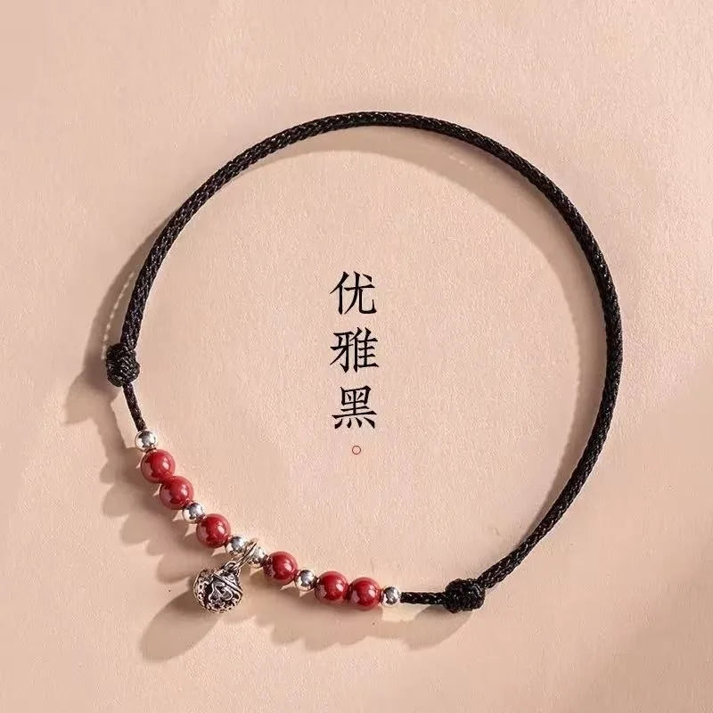 Handwoven Crystal Anklet with Natural Stone Charms