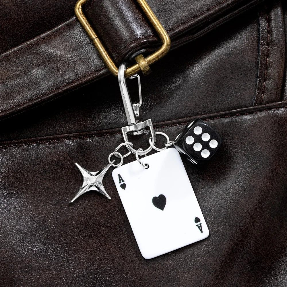 Retro Poker Dice Keychain Charm