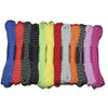 A collection of brightly colored paracord ropes in various shades including blue, red, green, yellow, and purple.